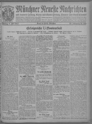 Münchner neueste Nachrichten Montag 9. Juli 1917