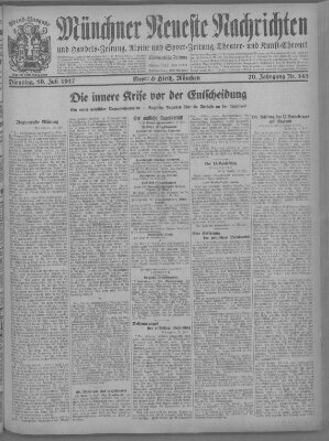 Münchner neueste Nachrichten Dienstag 10. Juli 1917