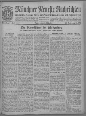 Münchner neueste Nachrichten Samstag 14. Juli 1917