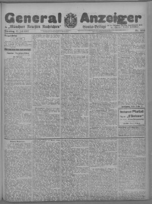 Münchner neueste Nachrichten Dienstag 17. Juli 1917