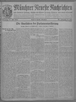 Münchner neueste Nachrichten Dienstag 17. Juli 1917