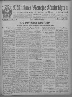 Münchner neueste Nachrichten Samstag 21. Juli 1917