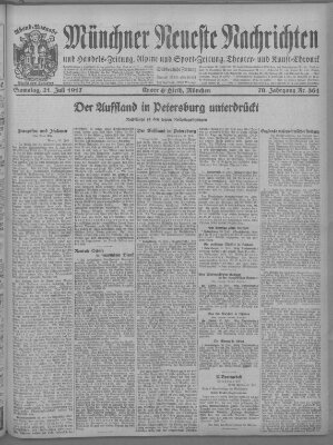 Münchner neueste Nachrichten Samstag 21. Juli 1917
