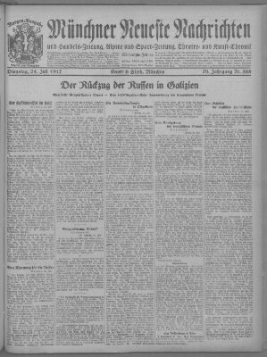 Münchner neueste Nachrichten Dienstag 24. Juli 1917