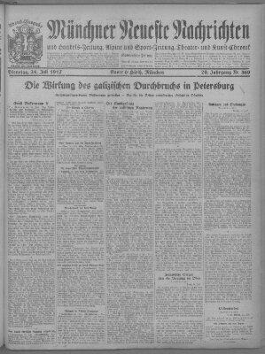 Münchner neueste Nachrichten Dienstag 24. Juli 1917