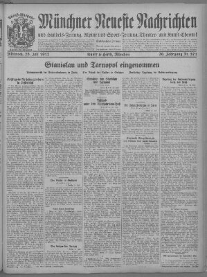 Münchner neueste Nachrichten Mittwoch 25. Juli 1917