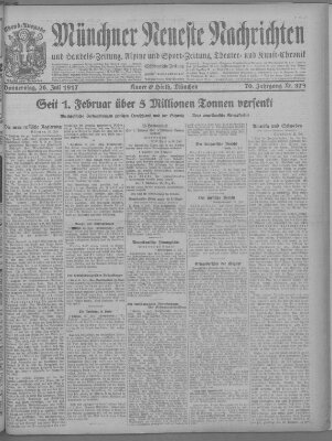 Münchner neueste Nachrichten Donnerstag 26. Juli 1917