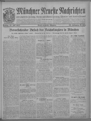 Münchner neueste Nachrichten Freitag 27. Juli 1917