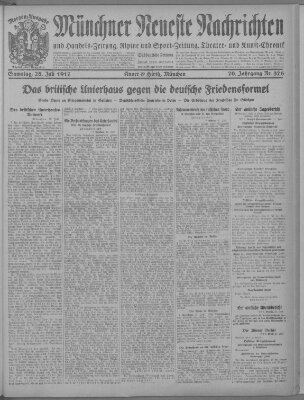 Münchner neueste Nachrichten Samstag 28. Juli 1917