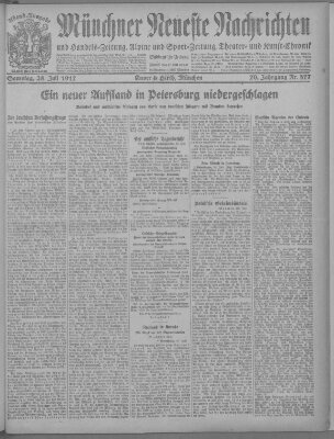 Münchner neueste Nachrichten Samstag 28. Juli 1917