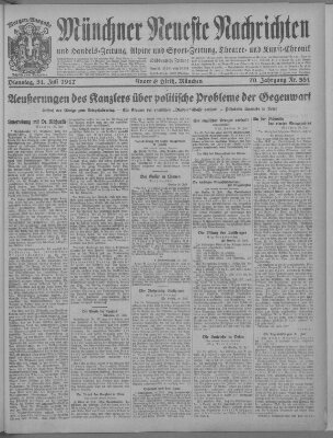 Münchner neueste Nachrichten Dienstag 31. Juli 1917