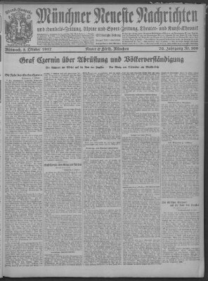 Münchner neueste Nachrichten Mittwoch 3. Oktober 1917