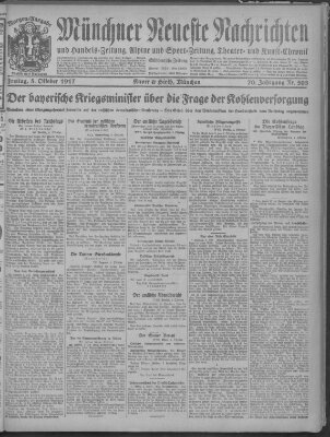 Münchner neueste Nachrichten Freitag 5. Oktober 1917