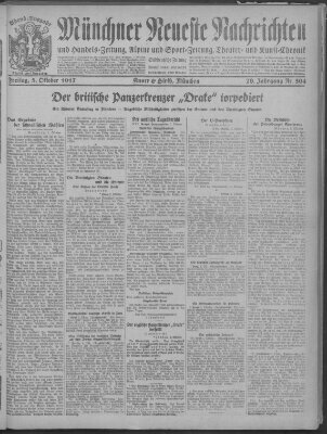 Münchner neueste Nachrichten Freitag 5. Oktober 1917