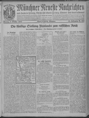 Münchner neueste Nachrichten Monday 8. October 1917