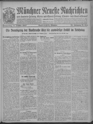 Münchner neueste Nachrichten Donnerstag 11. Oktober 1917