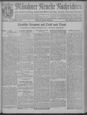 Münchner neueste Nachrichten Sonntag 14. Oktober 1917