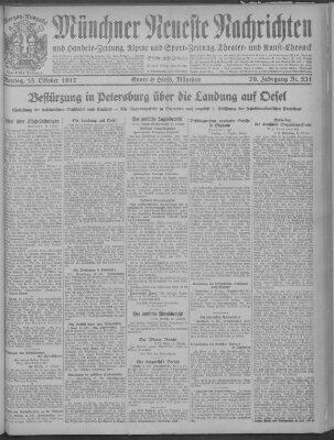 Münchner neueste Nachrichten Montag 15. Oktober 1917