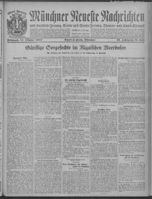 Münchner neueste Nachrichten Mittwoch 17. Oktober 1917