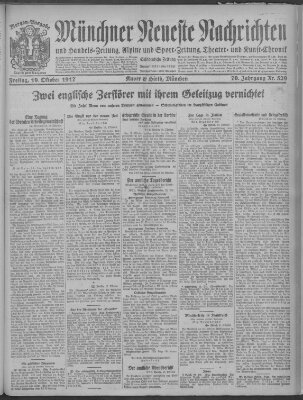 Münchner neueste Nachrichten Freitag 19. Oktober 1917