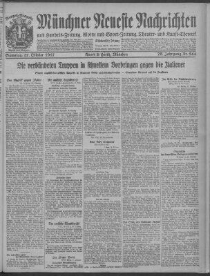 Münchner neueste Nachrichten Samstag 27. Oktober 1917