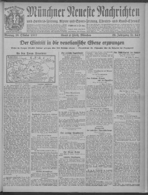 Münchner neueste Nachrichten Montag 29. Oktober 1917