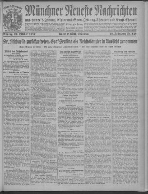 Münchner neueste Nachrichten Montag 29. Oktober 1917