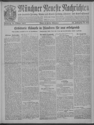 Münchner neueste Nachrichten Mittwoch 31. Oktober 1917