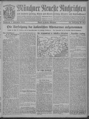 Münchner neueste Nachrichten Mittwoch 7. November 1917