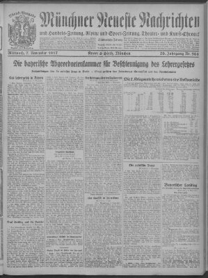 Münchner neueste Nachrichten Mittwoch 7. November 1917