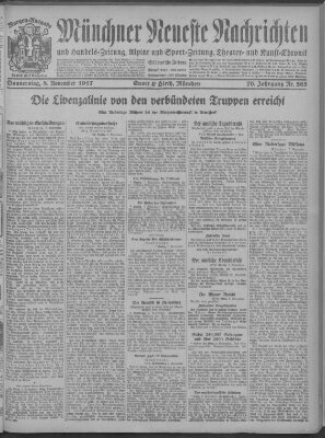 Münchner neueste Nachrichten Donnerstag 8. November 1917