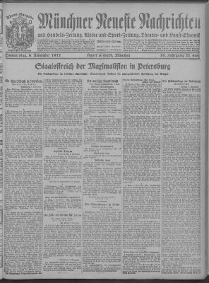 Münchner neueste Nachrichten Donnerstag 8. November 1917