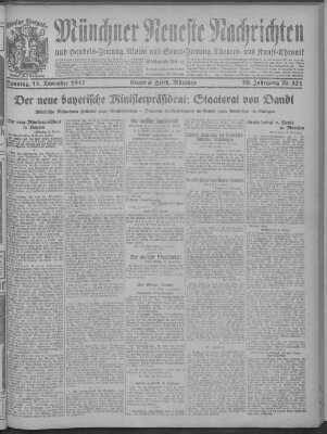 Münchner neueste Nachrichten Sonntag 11. November 1917