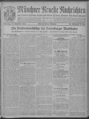 Münchner neueste Nachrichten Dienstag 13. November 1917