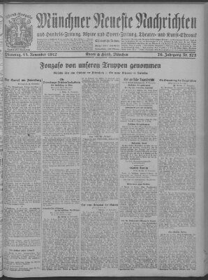 Münchner neueste Nachrichten Dienstag 13. November 1917