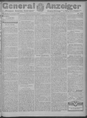 Münchner neueste Nachrichten Mittwoch 14. November 1917