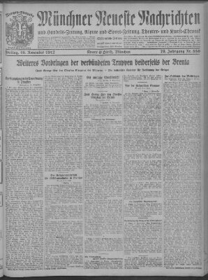 Münchner neueste Nachrichten Freitag 16. November 1917