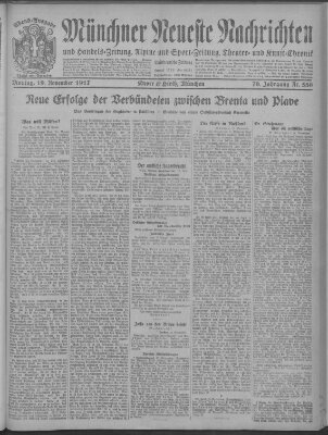 Münchner neueste Nachrichten Montag 19. November 1917