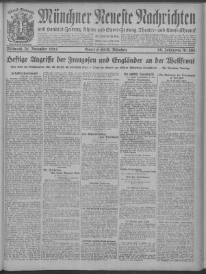 Münchner neueste Nachrichten Mittwoch 21. November 1917