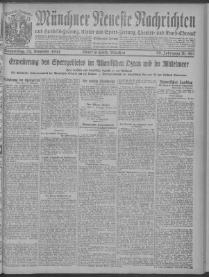 Münchner neueste Nachrichten Donnerstag 22. November 1917