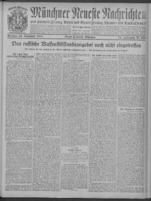 Münchner neueste Nachrichten Montag 26. November 1917