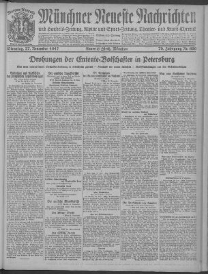 Münchner neueste Nachrichten Dienstag 27. November 1917