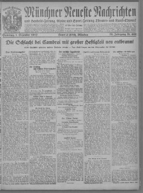 Münchner neueste Nachrichten Samstag 1. Dezember 1917