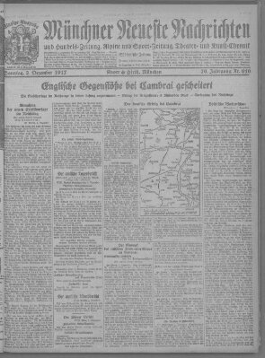 Münchner neueste Nachrichten Sonntag 2. Dezember 1917