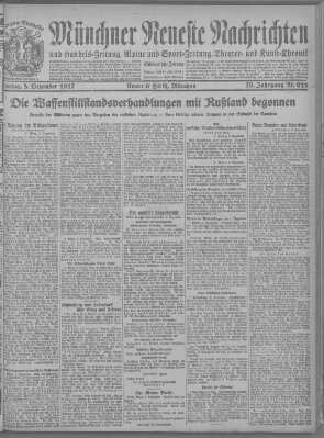 Münchner neueste Nachrichten Montag 3. Dezember 1917