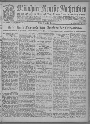 Münchner neueste Nachrichten Mittwoch 5. Dezember 1917