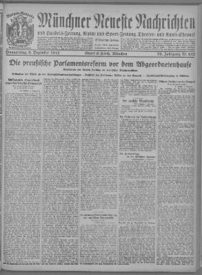 Münchner neueste Nachrichten Donnerstag 6. Dezember 1917