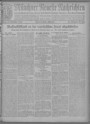 Münchner neueste Nachrichten Montag 10. Dezember 1917