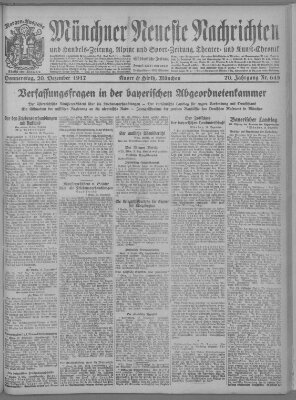 Münchner neueste Nachrichten Donnerstag 20. Dezember 1917