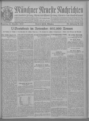 Münchner neueste Nachrichten Samstag 22. Dezember 1917